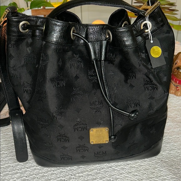 MCM Black Monogram Backpack with Leather Trim - Picture 3 of 17